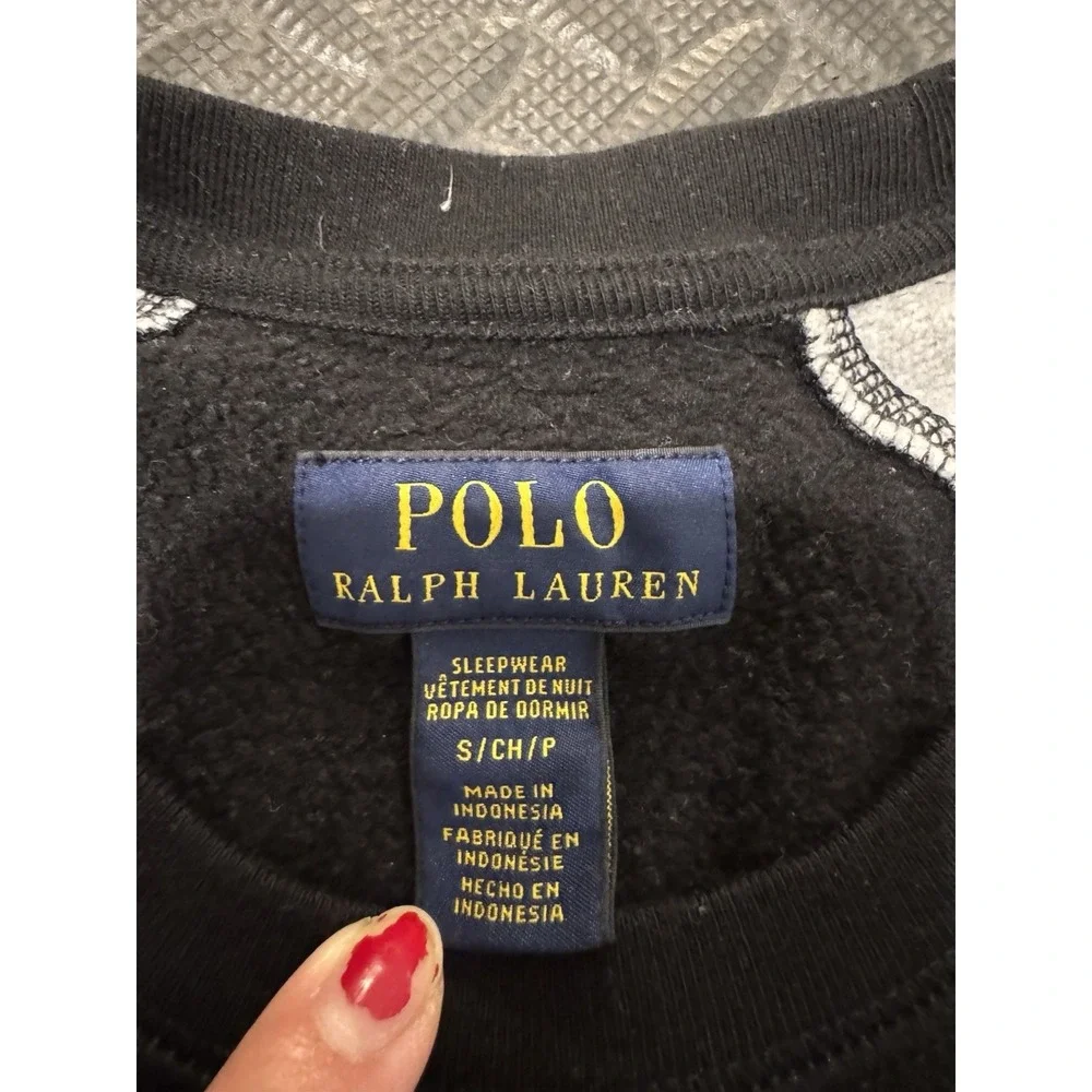 Polo Ralph Lauren Sleepwear Sz S Brushed Fleece Raglan Sweatshirt Preppy Cozy